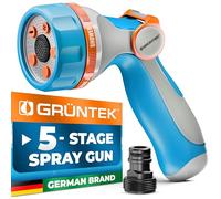 GRÜNTEK Pistola Rociadora Alcachofa de Manguera de Jardín Ultraligera con 5 Chorros. Mango Ergonómico y cómodo control al Pulgar