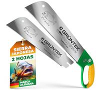 GRÜNTEK Sierra de Podar a mano Piranha - Serrucho japones de Jardín con 2 Hojas - Corte Grueso (8 dientes) y Corte fino (13 dientes)