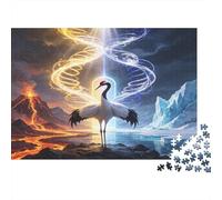 Grulla Blanca Puzzle de 1000 Piezas Papel Puzzle para Adultos Contraste Energético Paisaje Relajación Decoración Familiar Regalo 52x38cm/1000pcs