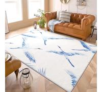 Grulla de Corona Roja En Acuarela Alfombra de Franela Antideslizante Blanco Alfombras Lavables de Pelo Corto, Hipoalergénica, Alfombra Interior para Salón, Dormitorio y Entrada 160x230 cm