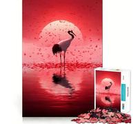 Grulla de Corona roja en un Paisaje Sereno Rompecabezas difícil para Adultos, 1000 Piezas Mejora la Memoria Tranquilidad Corte Suave Regalo clásico (50x75cm)