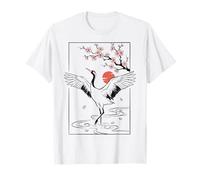 Grulla De Corona Roja Flor De Cerezo Camiseta