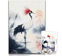 Grulla de Cresta roja en el Agua - Rompecabezas de 1000 Piezas - Aprendizaje Consciente - Juego Divertido Celebraciones alegres - Tamaño 38x52cm