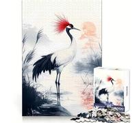 Grulla de Cresta roja en el Agua, Rompecabezas de 1000 Piezas para Adolescentes, Mejora de la Memoria, patrón de Escape Tranquilo, Montaje, cálida Sorpresa (38x52cm)