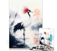 Grulla de Cresta roja en el Agua, Rompecabezas de 1000 Piezas para Adolescentes, Mejora de la Memoria, patrón de Escape Tranquilo, Montaje, cálida Sorpresa (38x52cm)