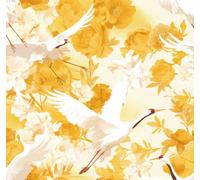Grulla de peonía retro Papel tapiz despegable y adhesivo 45cm x 600cm , Flores vintage doradas y blancas Papel de contacto autoadhesivo, revestimiento de pared para la decoración de encimeras de gabin