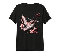 Grulla Japonesa de Origami de Corona roja T para grulla Camiseta Premium