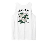 Grulla Japonesa Japón Zen Pine Tree Kanji Back Art Camiseta sin Mangas