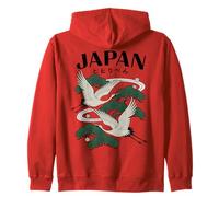 Grulla Japonesa Japón Zen Pine Tree Kanji Back Art Sudadera con Capucha