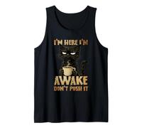Grumpy Black Cat Coffee, Estoy Despierto, no Mejora su Estado de ánimo por la mañana Camiseta sin Mangas
