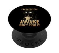 Grumpy Black Cat Coffee, Estoy Despierto, no Mejora su Estado de ánimo por la mañana PopSockets PopGrip Adhesivo