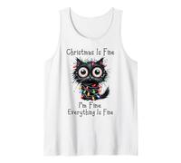Grumpy Black Cat Navidad Está Bien Estoy Bien Gatos Navidad Camiseta sin Mangas