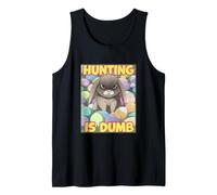 Grumpy Bunny CAZA HUEVOS ES DUMB Humor de Pascua Conejo Divertido Camiseta sin Mangas