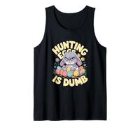 Grumpy Bunny CAZA HUEVOS ES DUMB Humor de Pascua Conejo Divertido Camiseta sin Mangas