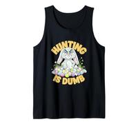 Grumpy Bunny CAZA HUEVOS ES DUMB Humor de Pascua Conejo Divertido Camiseta sin Mangas