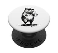 Grumpy Capybara Bebiendo Café Divertido Introvertidos Café Meme PopSockets PopGrip Adhesivo