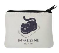 Grumpy Cat Impress Me Human - Monedero de neopreno (10 x 11 cm), color blanco, White, Talla única