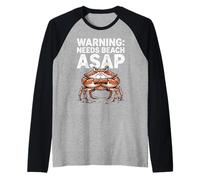 Grumpy Crab Needs Beach ASAP Funny Summer Design Camiseta Manga Raglan