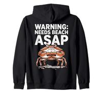 Grumpy Crab Needs Beach ASAP Funny Summer Design Sudadera con Capucha