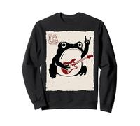 Grumpy Frog Divertido Guitarra Rock Música Anime Japonés Sudadera