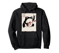 Grumpy Frog Divertido Guitarra Rock Música Anime Japonés Sudadera con Capucha