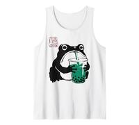 Grumpy Frog Funny Boba Tea Anime Japonés Camiseta sin Mangas