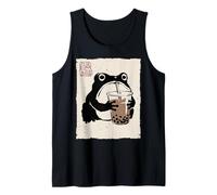 Grumpy Frog Funny Boba Tea Anime Japonés Camiseta sin Mangas