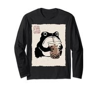 Grumpy Frog Funny Boba Tea Anime Japonés Manga Larga