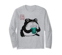 Grumpy Frog Funny Boba Tea Anime Japonés Manga Larga