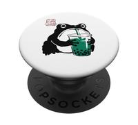 Grumpy Frog Funny Boba Tea Anime Japonés PopSockets PopGrip Adhesivo