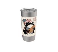 Grumpy Frog Funny Hot Dog 4 de Julio Anime Japonés Vaso térmico de acero inoxidable de doble pared