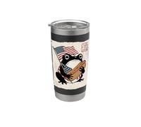 Grumpy Frog Funny Hot Dog 4 de Julio Anime Japonés Vaso térmico de acero inoxidable de doble pared