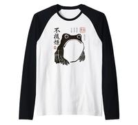 Grumpy Japanese Frog Funny Vintage Graphic Camiseta Manga Raglan