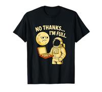 Grumpy Moon No Thanks I'm Full Pun Pizza Espacio Astronauta Camiseta