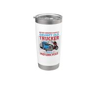 Grumpy Old Trucker With Motorcycle Funny Trucking Driver Vaso térmico de acero inoxidable de doble pared