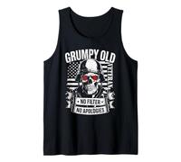 Grumpy Old Veteran Skull, Bandera de EE. UU., sin Filtro, sin disculpas Camiseta sin Mangas
