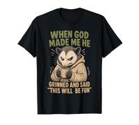 Grumpy Opossum God Made Me Funny Christian Saying Camiseta gráfica económica, Hombre, Negro, S