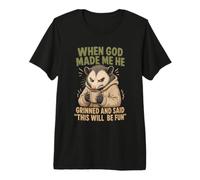 Grumpy Opossum God Made Me Funny Christian Saying Camiseta Premium