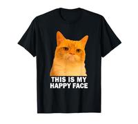 Grumpy Orange Cat This is my Happy Face Funny Weird Cat Meme Camiseta
