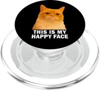 Grumpy Orange Cat This is my Happy Face Funny Weird Cat Meme PopSockets PopGrip para MagSafe