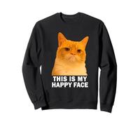 Grumpy Orange Cat This is my Happy Face Funny Weird Cat Meme Sudadera