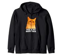 Grumpy Orange Cat This is my Happy Face Funny Weird Cat Meme Sudadera con Capucha