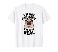 Grumpy Pug Coffee Lover Keeping It Real Sarcástico Humor Perro Camiseta