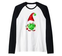 Grumpy Santa with Xmas Tree Ball Funny Anti Christmas GNOME Camiseta Manga Raglan