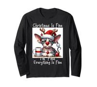 Grumpy Sphynx Cats Xmas Saying - Cat in Christmas Chaos Manga Larga