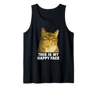 Grumpy Tabby Cat This is my Happy Face Funny Weird Cat Meme Camiseta sin Mangas