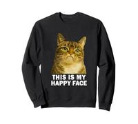 Grumpy Tabby Cat This is my Happy Face Funny Weird Cat Meme Sudadera