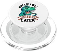 Grumpy Trex Dinosaurio con Café PopSockets PopGrip para MagSafe