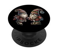 Grumpy Xmas Grandpa Gnomes Love Ice Skating Funny Christmas PopSockets PopGrip Adhesivo