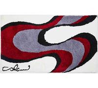 Grund Alfombra de Baño de Diseño COLANI, Ultra Suave y Absorbente, Antideslizante, 5 Años de Garantía, Colani 11, Alfombra de Baño 70x120 cm, Blanco Rojo